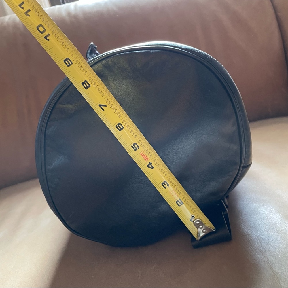 Pars Unum black leather Carbon bucket tote sling bag backpack luxe made in Italy - Picture 15 of 16